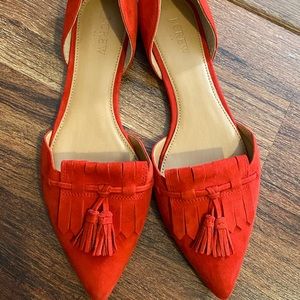 Red J. Crew Tassel D’Orsay Flats (Size 9.5 or 9*)